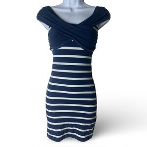 Abercrombie & Fitch Women’s Striped Cross-Front Bodycon Mini Dress Navy XS